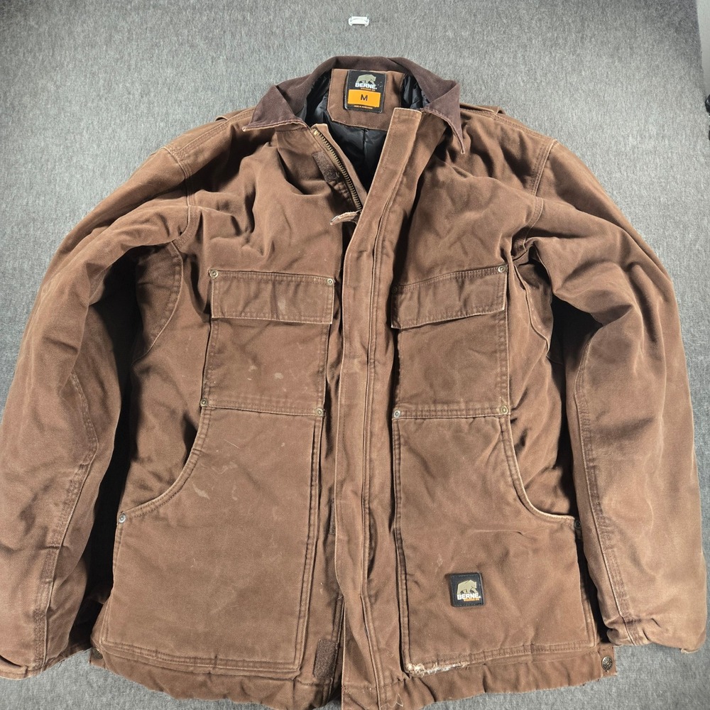 Berne Workwear Jacket Mens M Brown Canvas Quilted Lined Heavy Duty Barn Coat